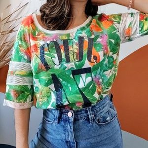 Juicy Couture '74 Tropical Leaf Sporty Knit Top